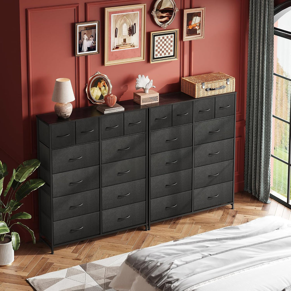 Black 12-Drawer Fabric Tall Dresser
