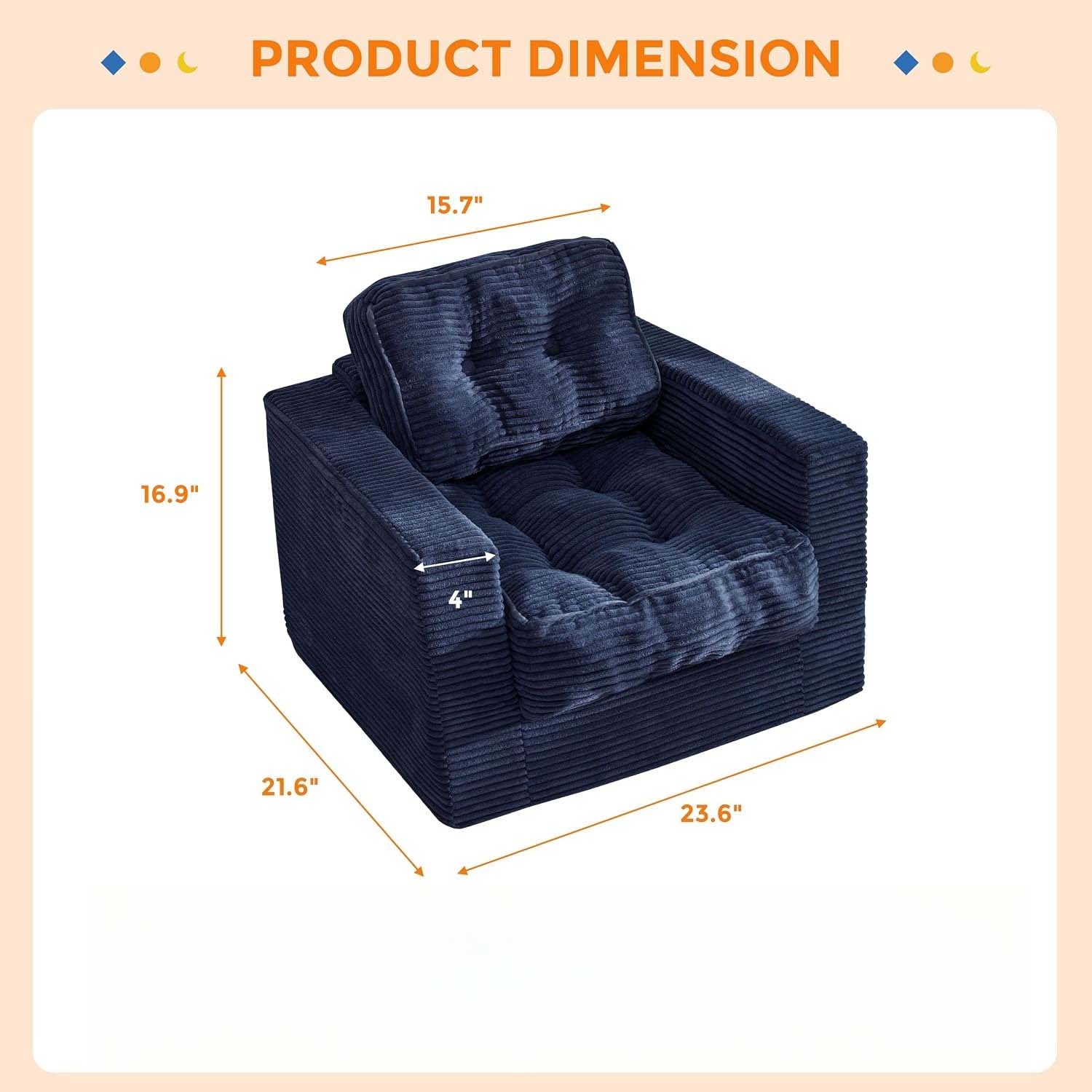 Navy Cloud Tufted Kids Bean Bag Sofa