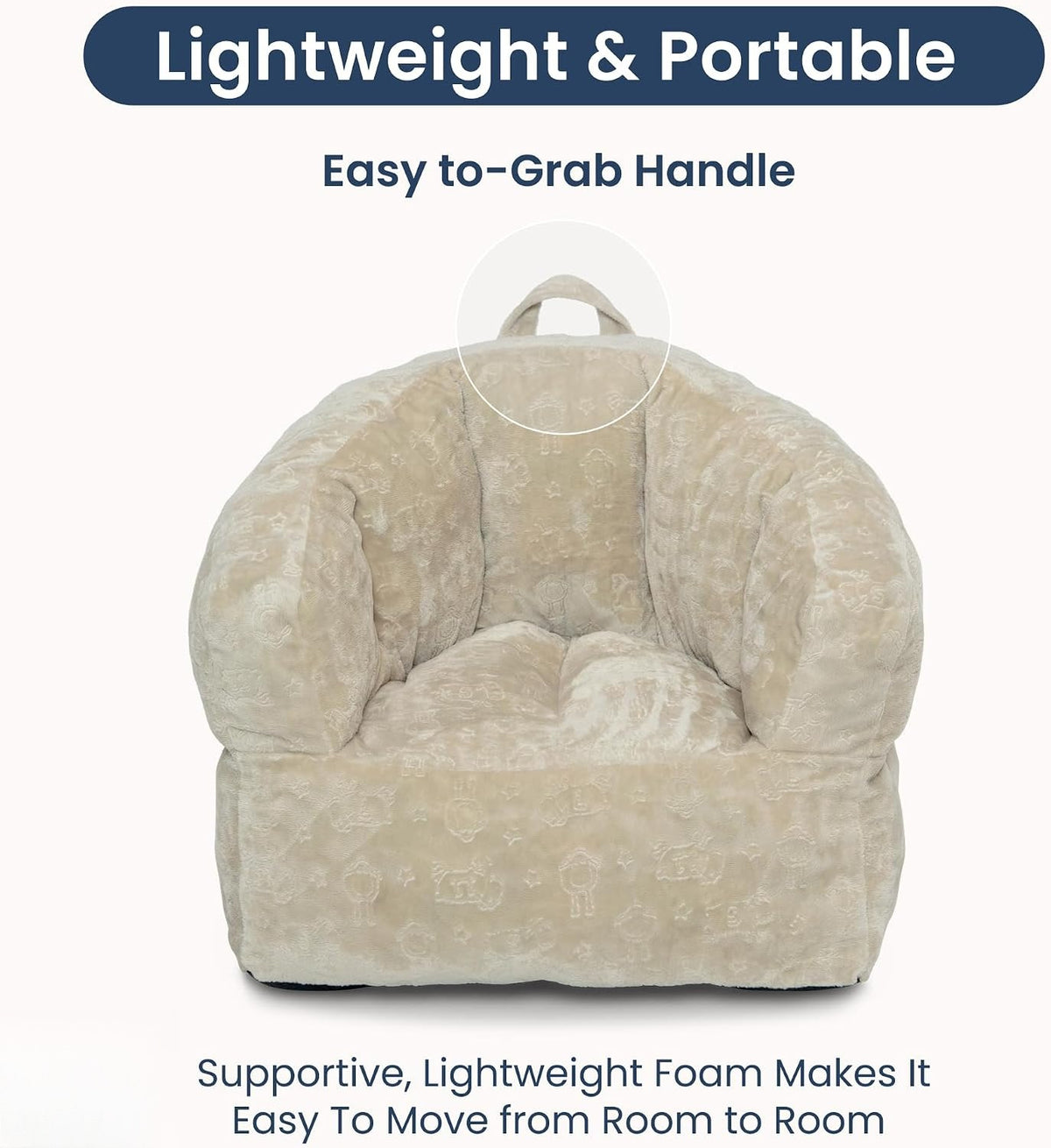 Cream Plush Toddler Barrel Foam Chair
