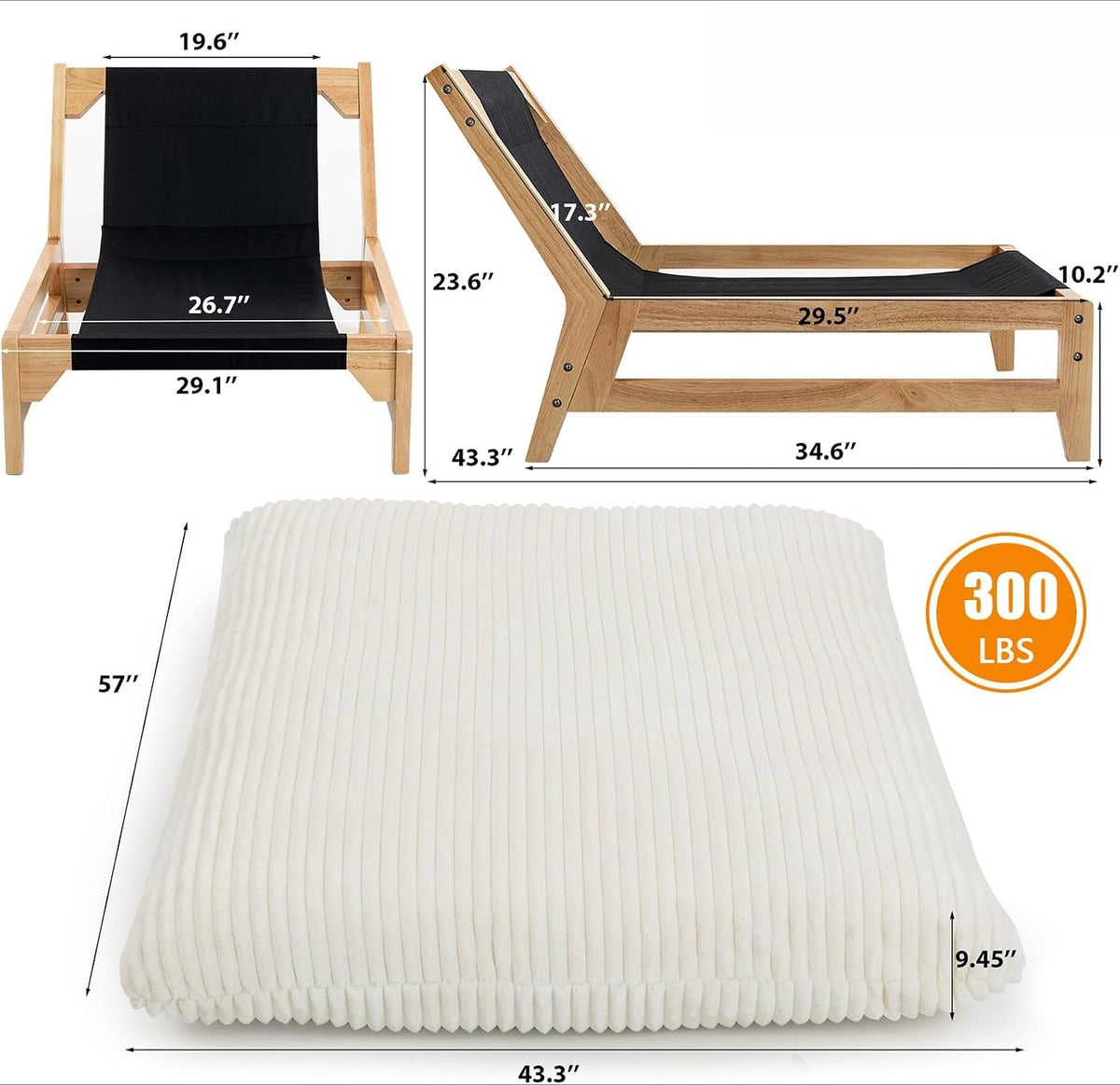 White Corduroy Oversized Lounge Chair