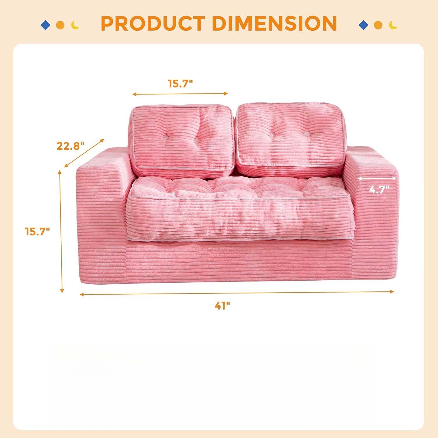 Pink Tufted 2-Seat Cloud Bean Sofa